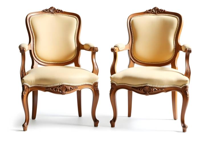 Vintage Treasures Antique Biedermeier Chairs with Wood Inlays